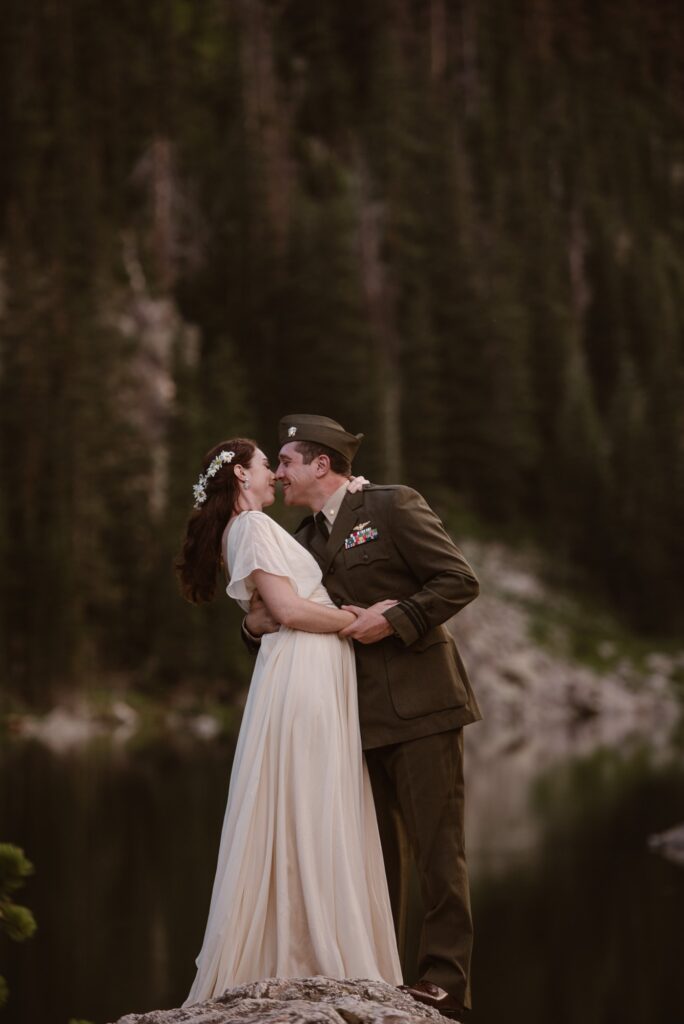 Close up of couple in their military uniform