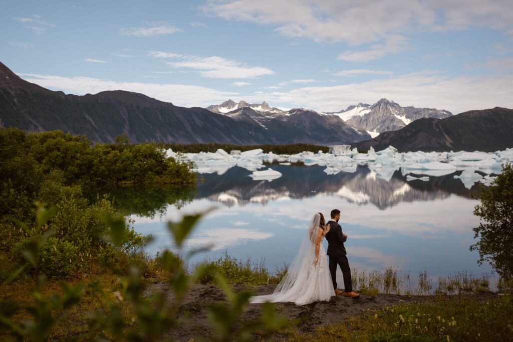 First look with bride and groom in breathtaking scenery