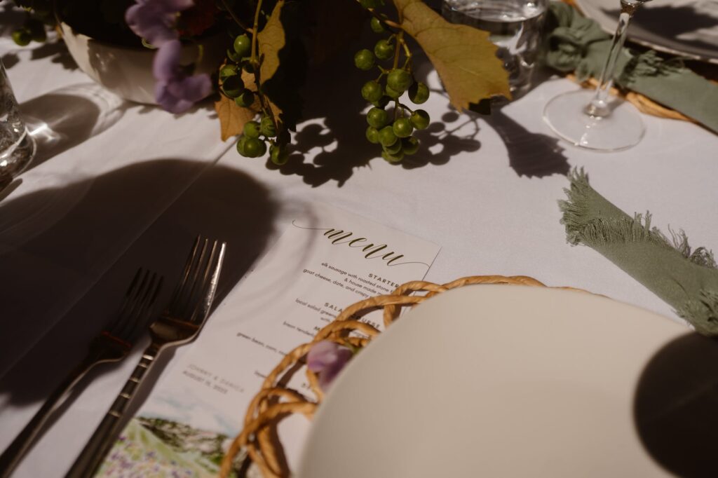 Menu for Crested Butte micro wedding at Airbnb