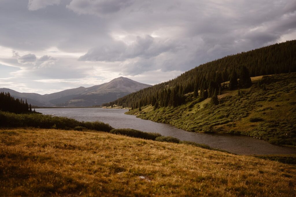 View of mountain lake in Colorado