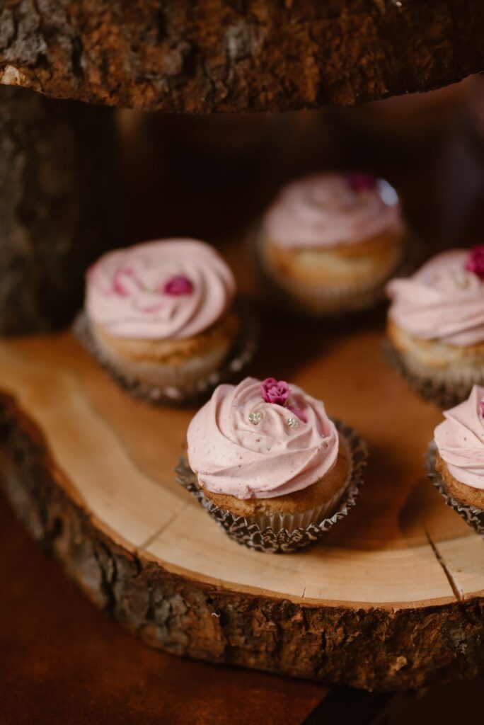 Pink cupcakes for post-elopement celebration
