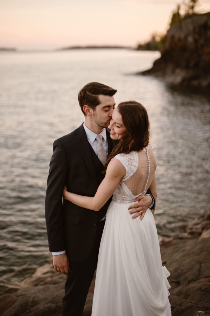 Bride and groom sunset portraits