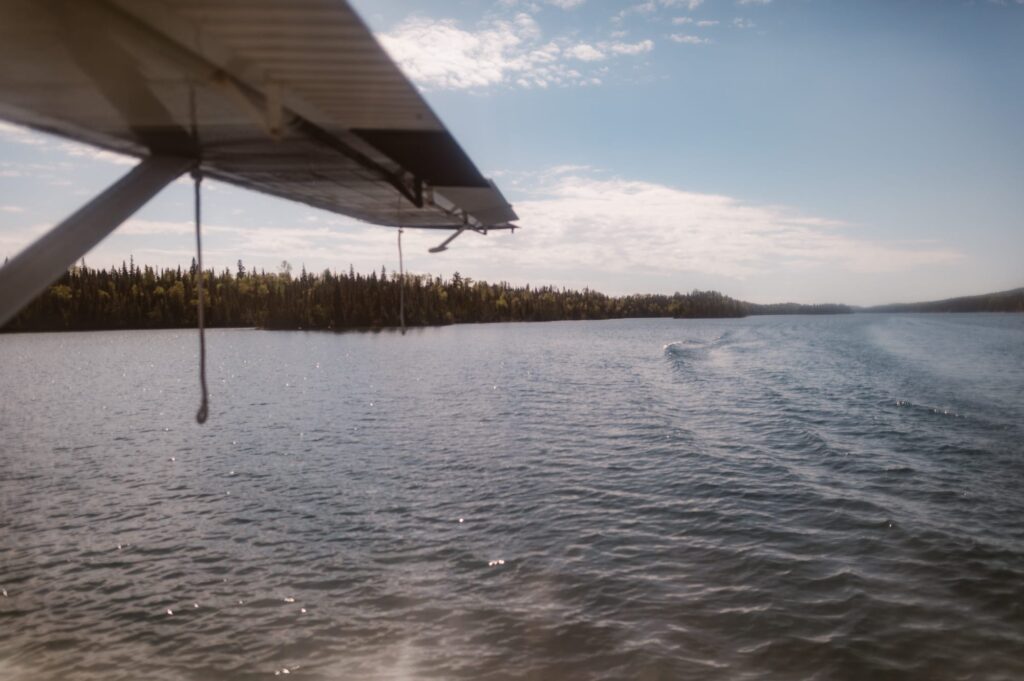 Float plane landing at Isle Royale National Park for an elopement