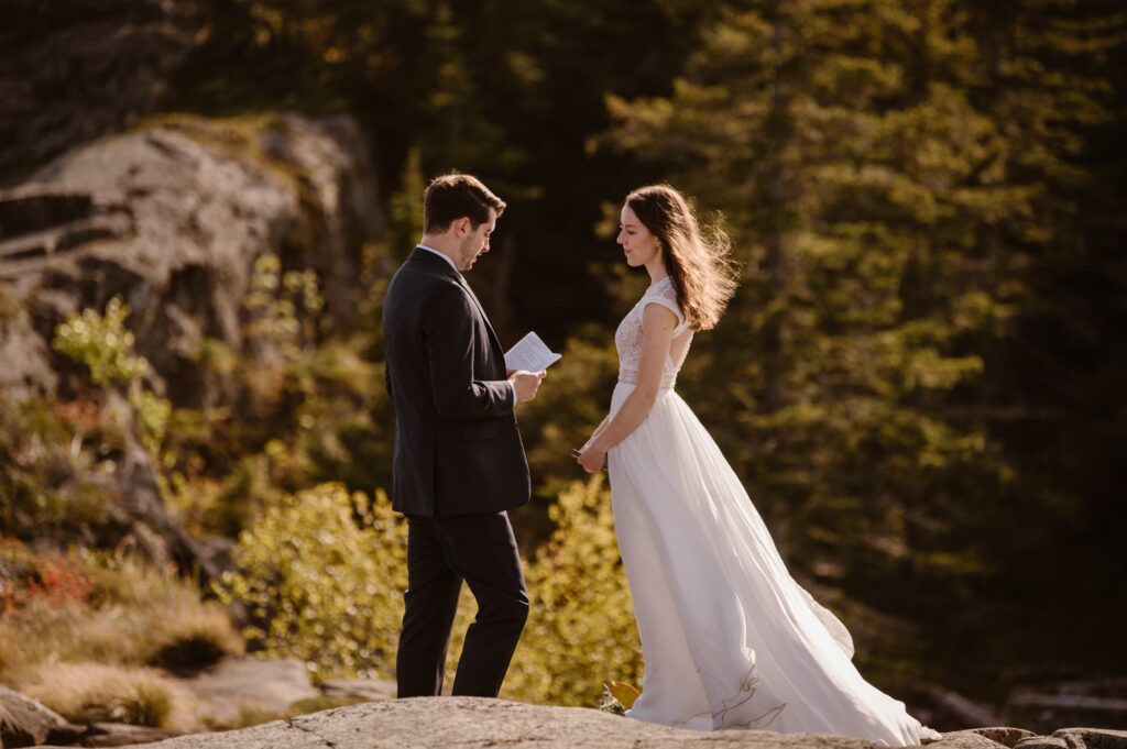 Bride and groom on their elopement day