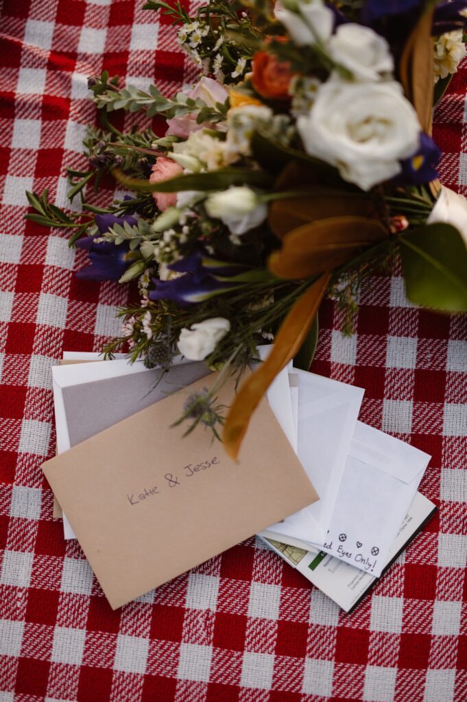 Letters from family and friends for couple to read on their elopement day