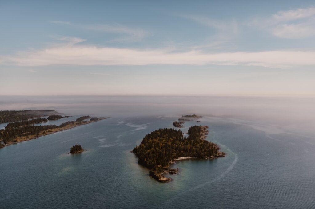 Aerial view from seaplane of Isle Royale National Park