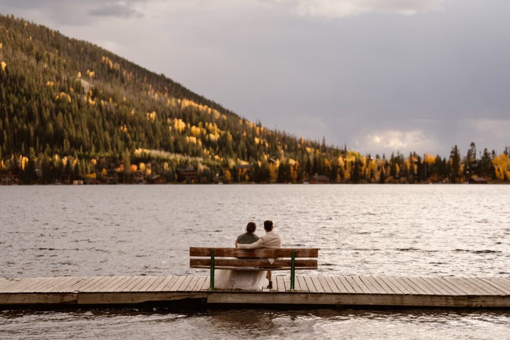 View of Grand Lake, Colorado during a Fall wedding