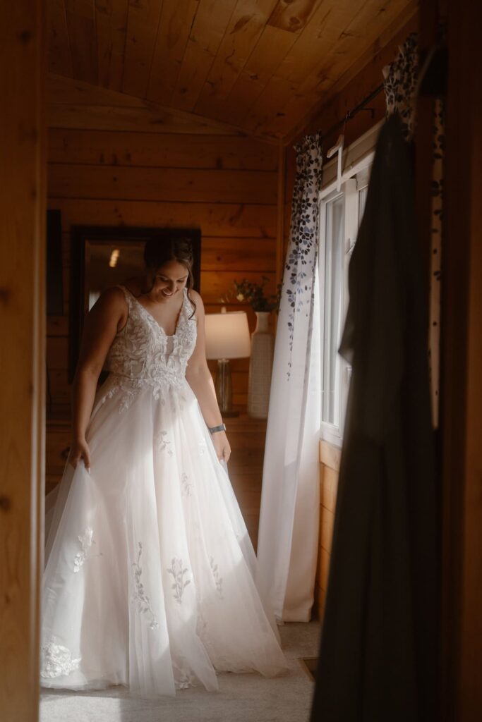 Bride getting ready for her Colorado wedding