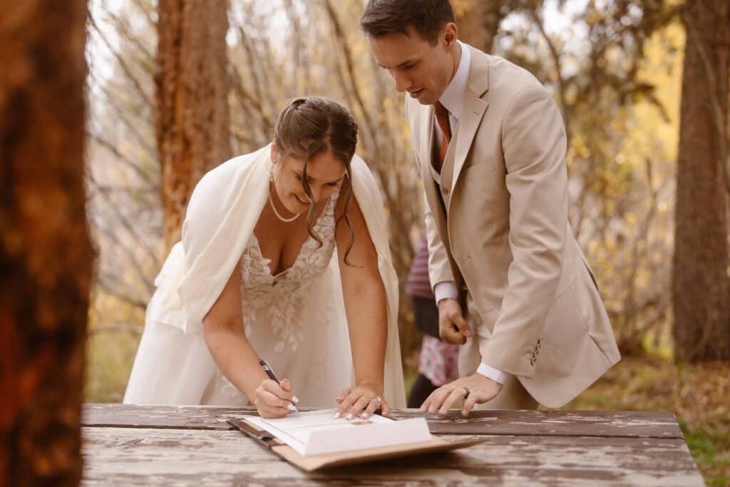 Signing the Colorado marriage license