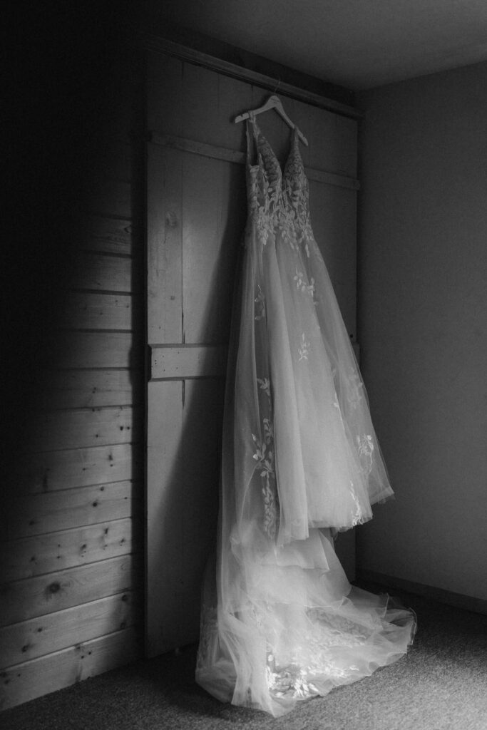 Dramatic black and white wedding dress 