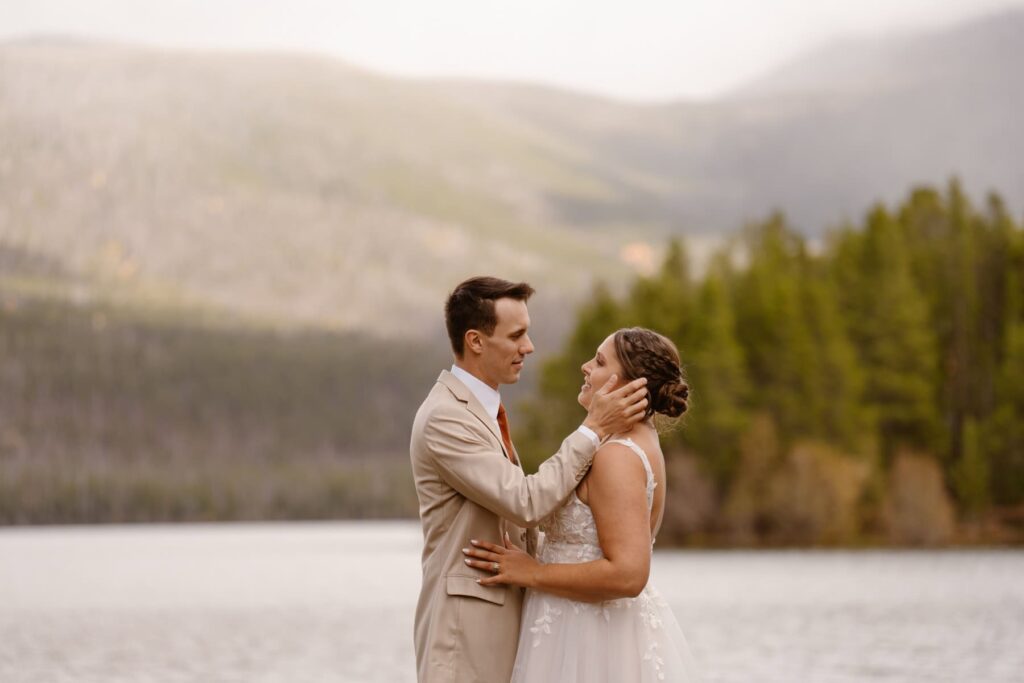 Romantic bridal portraits near Grand Lake