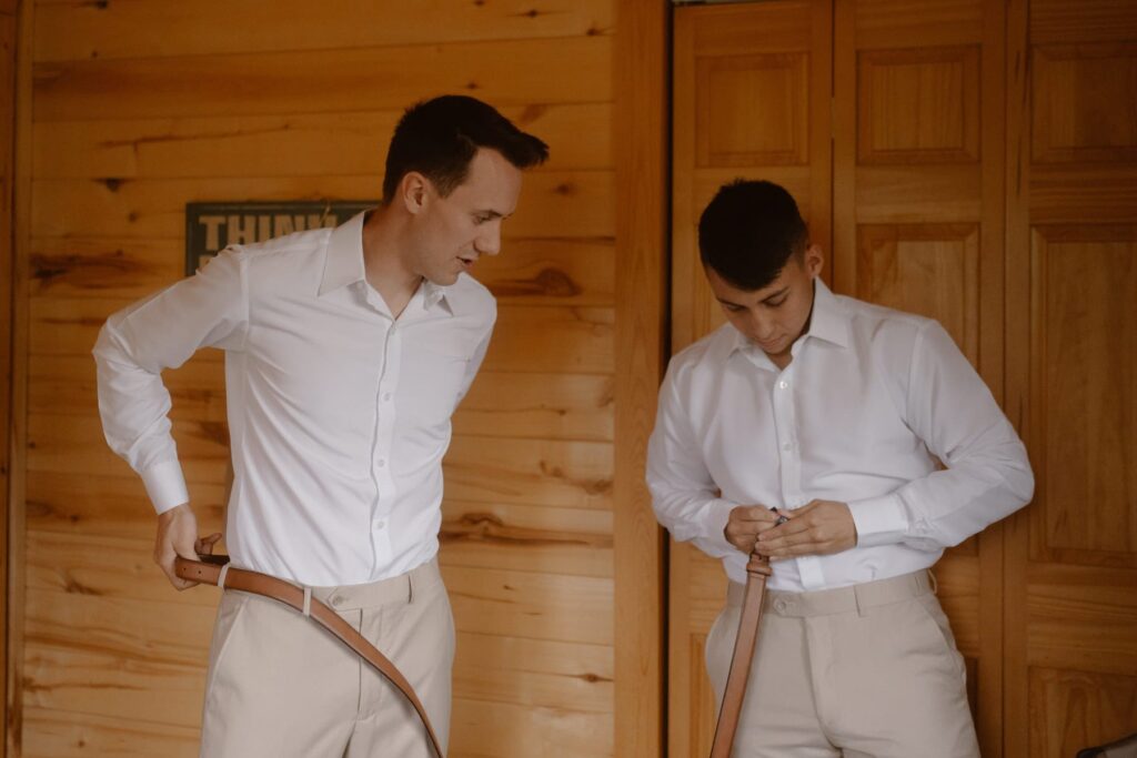 Groom getting ready portraits with his friend