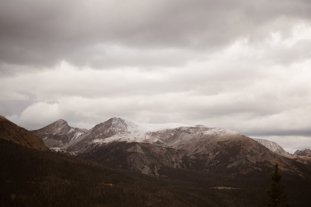 View of snowcapped mountains in Rocky Mountain National Park