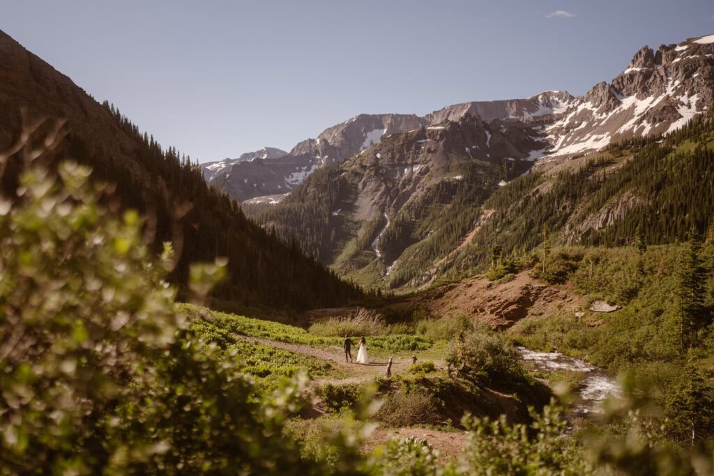 Romantic bridal portraits during small destination wedding in Colorado