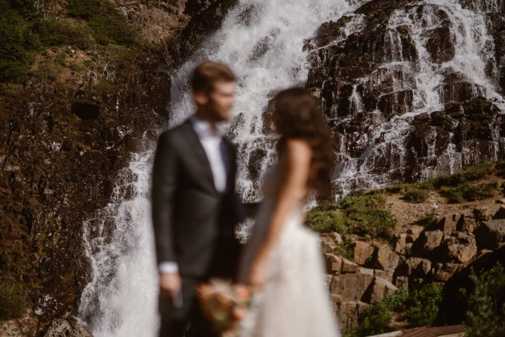 Waterfall wedding portraits