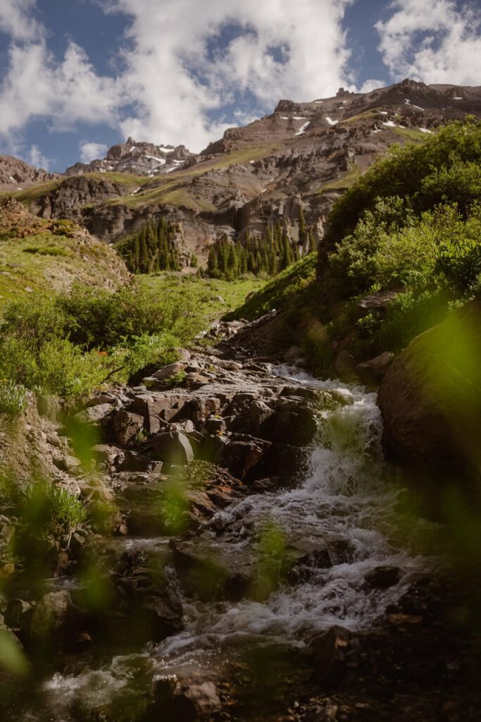 Mountain and waterfall view from Ouray, Colorado