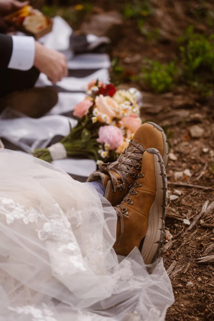 Bride's hiking boots