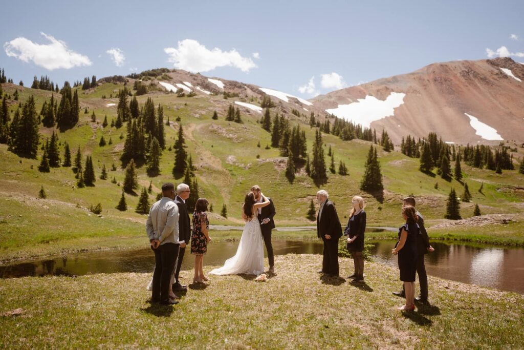 Intimate destination wedding ceremony in Colorado