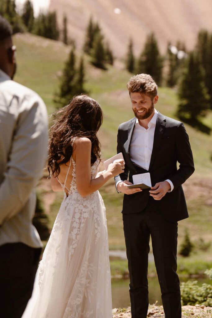 Intimate wedding ceremony in the Colorado mountains