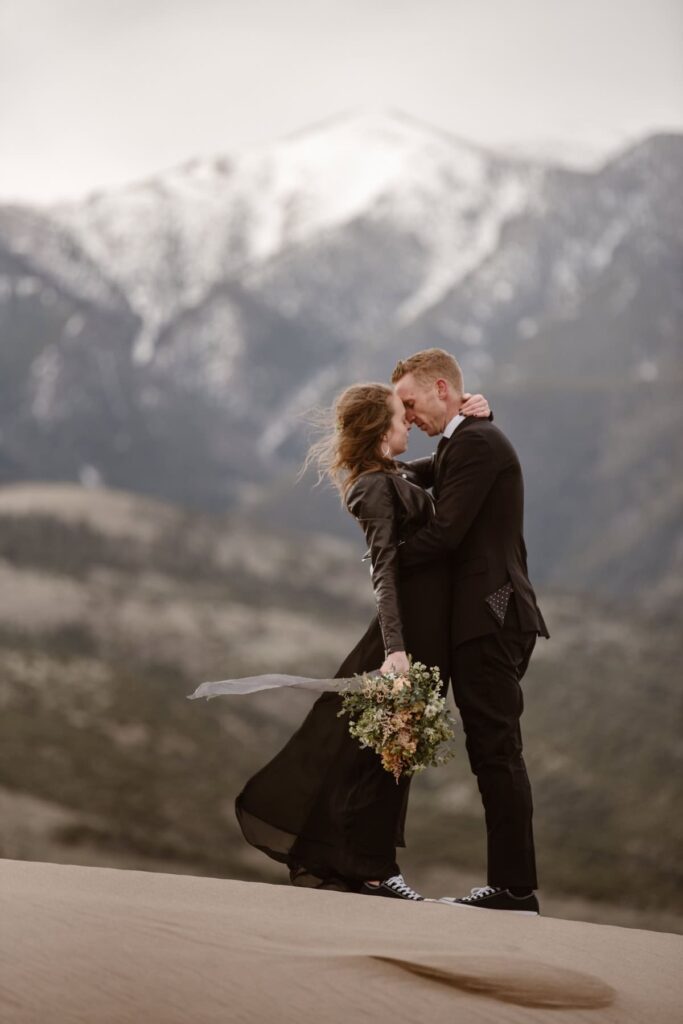 Couple getting married on Colorado sand dunes