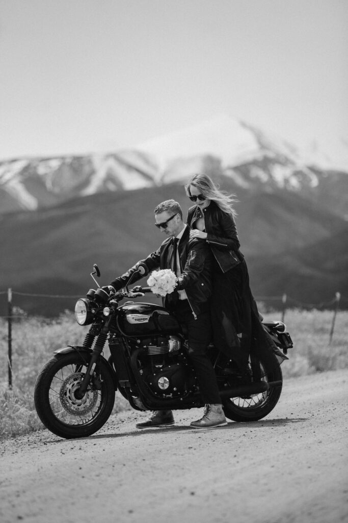 Sexy motorbike wedding photos