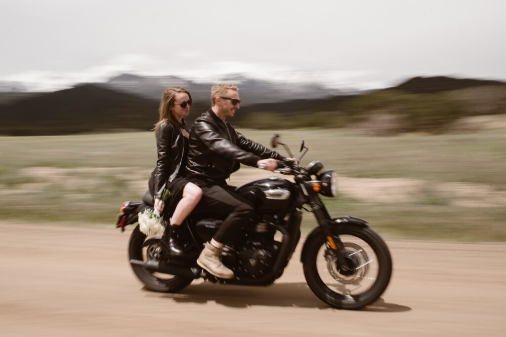 Triumph motorbike wedding photos