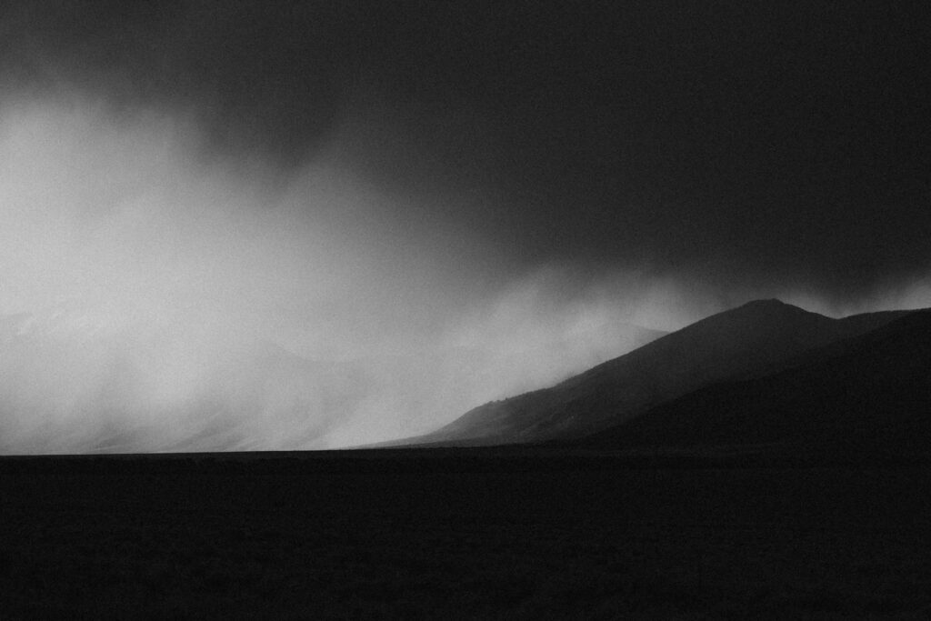 View of weather rolling in the mountains near Great Sand Dunes National Park