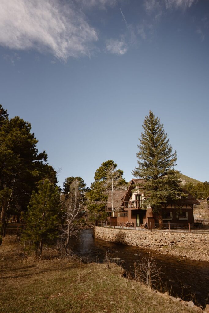 The Landing at Estes Park cottages along the river