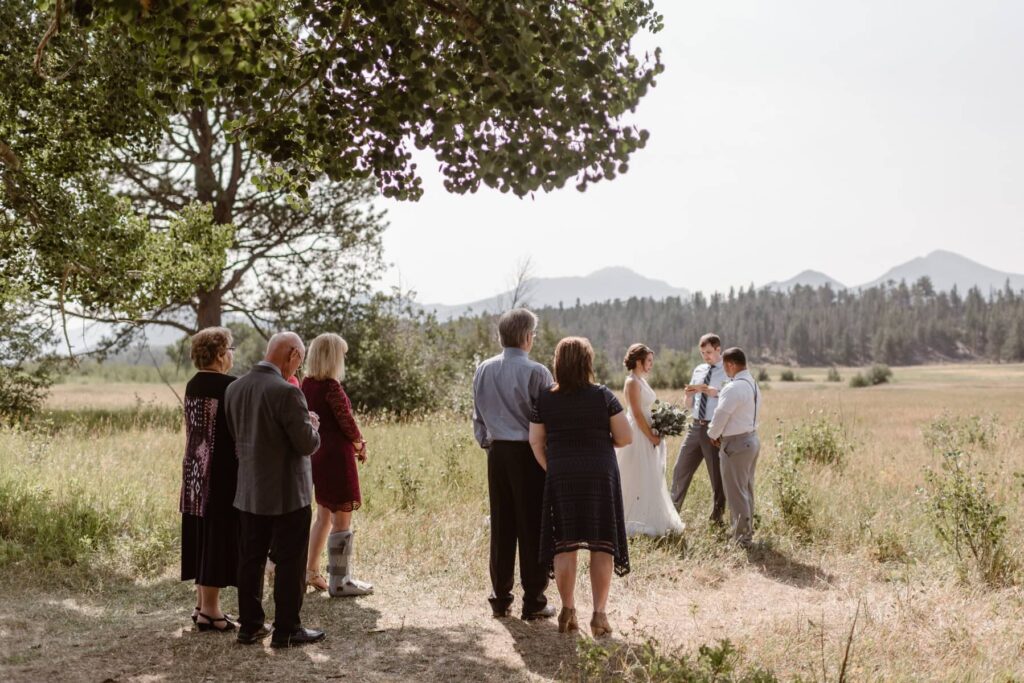 Intimate wedding ceremony in Rocky Mountain National Park