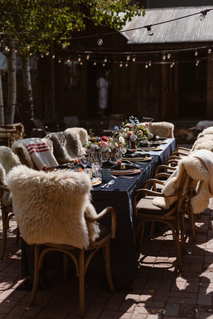 Courtyard wedding celebration in Crested Butte, Colorado at Sopris House