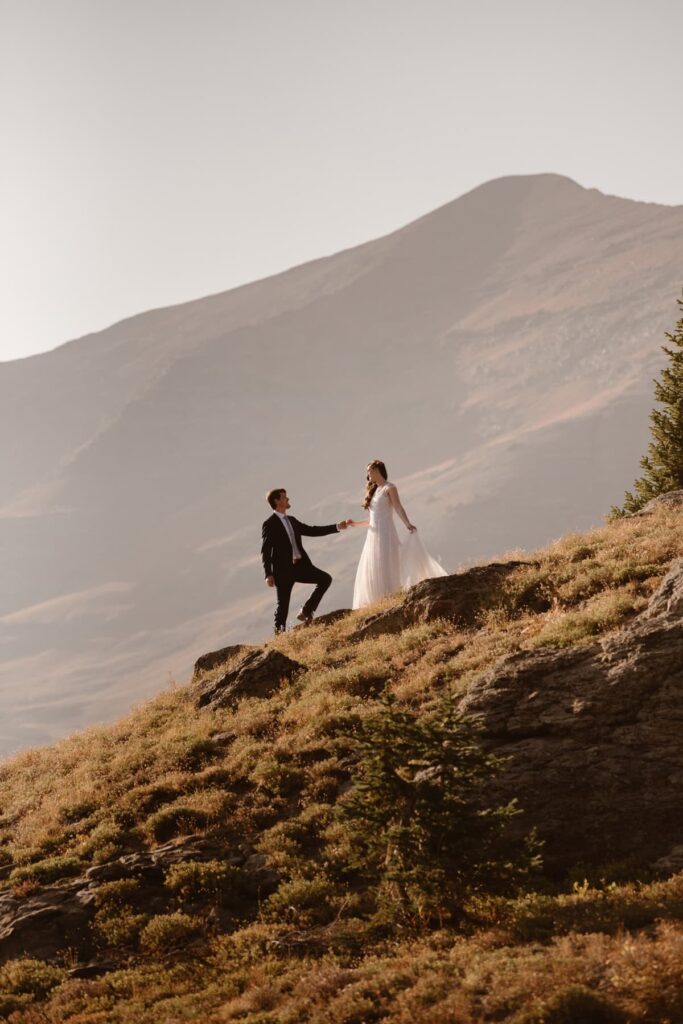 Dramatic mountain landscape for wedding photos