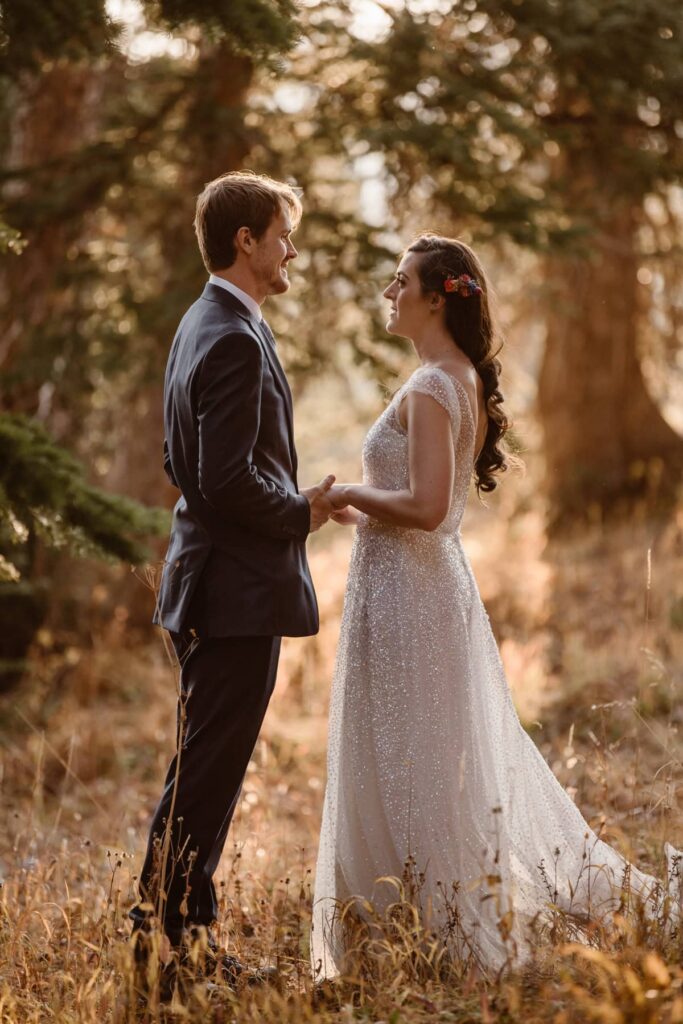 Romantic forest wedding photos