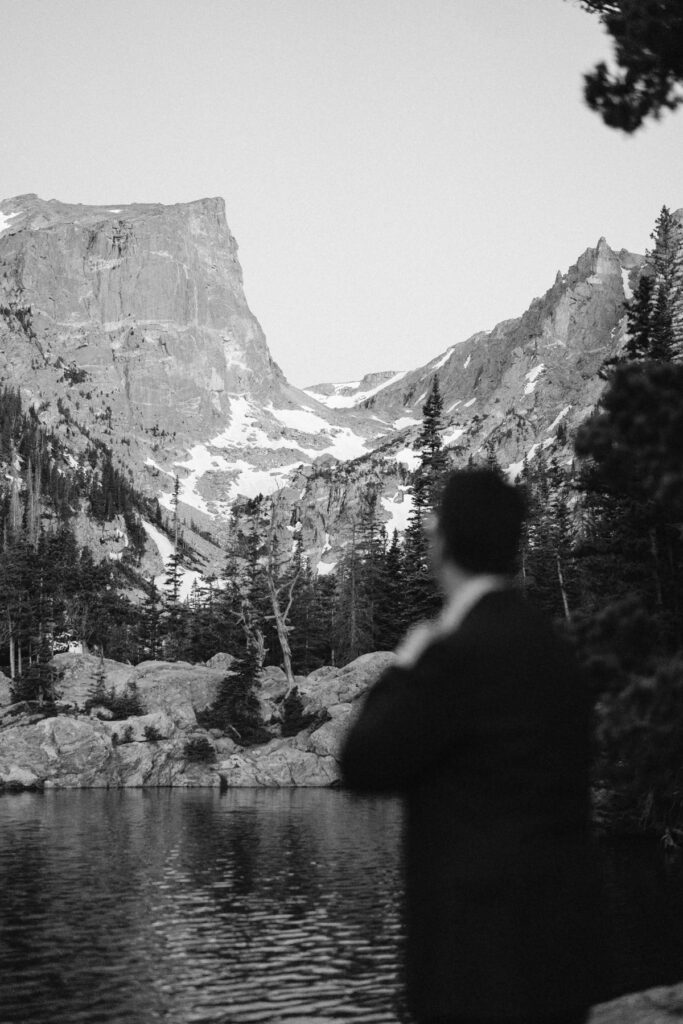 Groom at Dream Lake in Estes Park