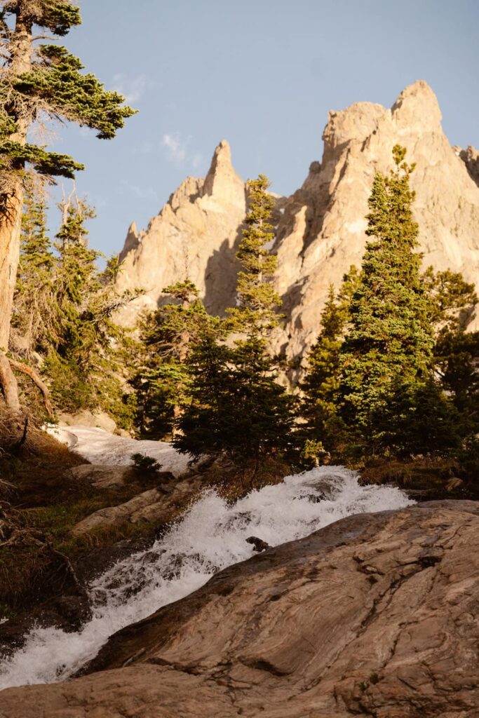 Estes Park waterfall in the mountains