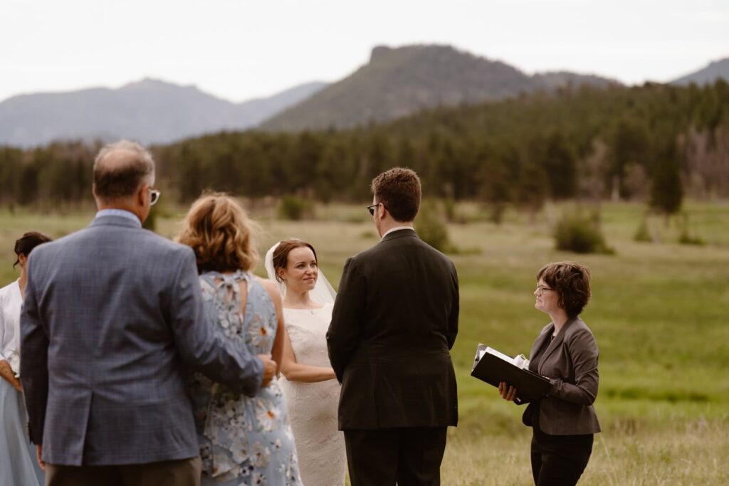 Outdoor wedding ceremony in the mountains