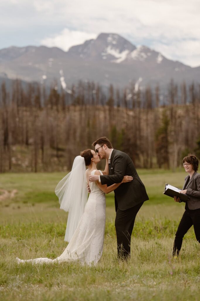 Wedding day first kiss