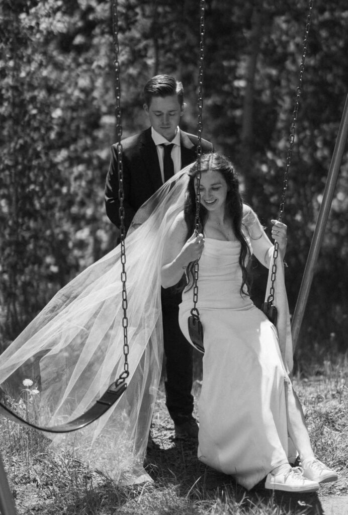 Swing set wedding photos