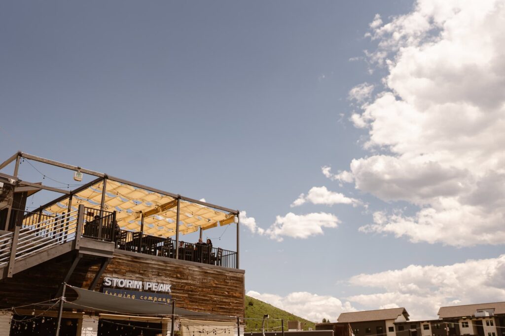 Intimate wedding celebration at a rooftop bar in Steamboat Springs