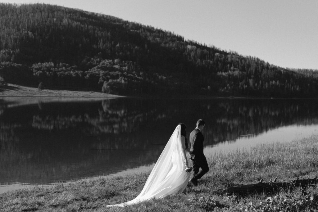 Bride and groom photos at Pearl Lake