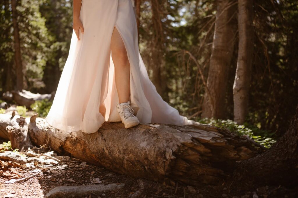 Bride and hiking boots