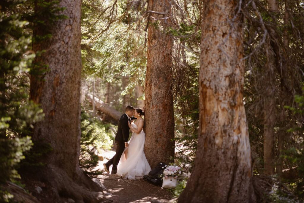 Bride and groom in an enchanted forest