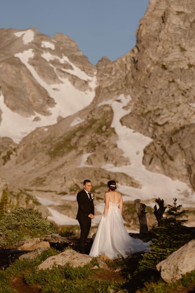 Groom seeing his bride for the first time