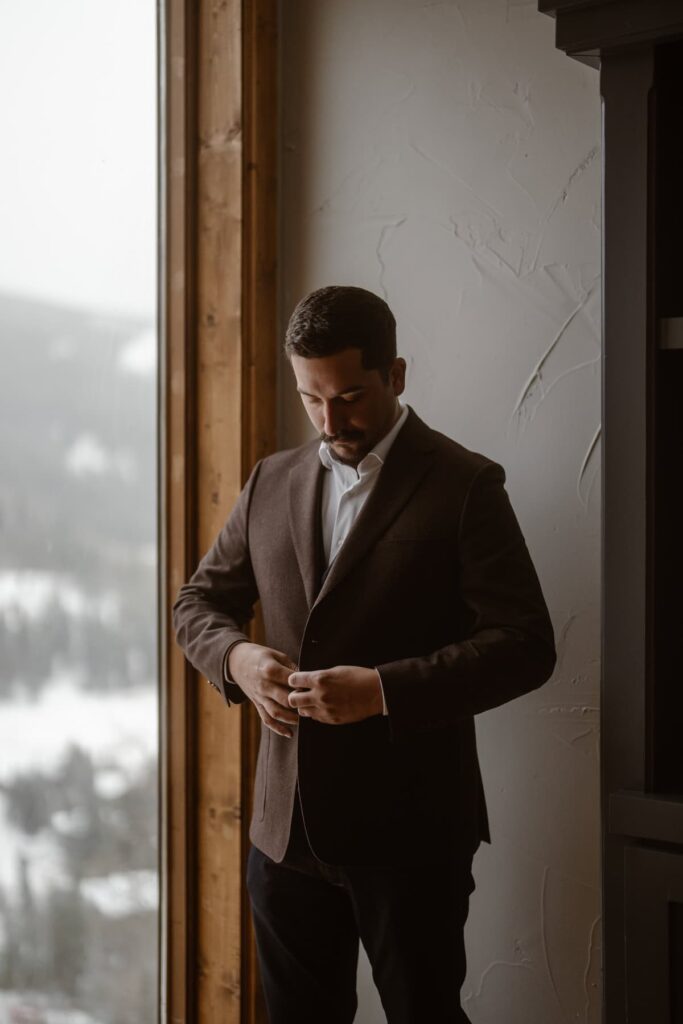 Groom getting ready