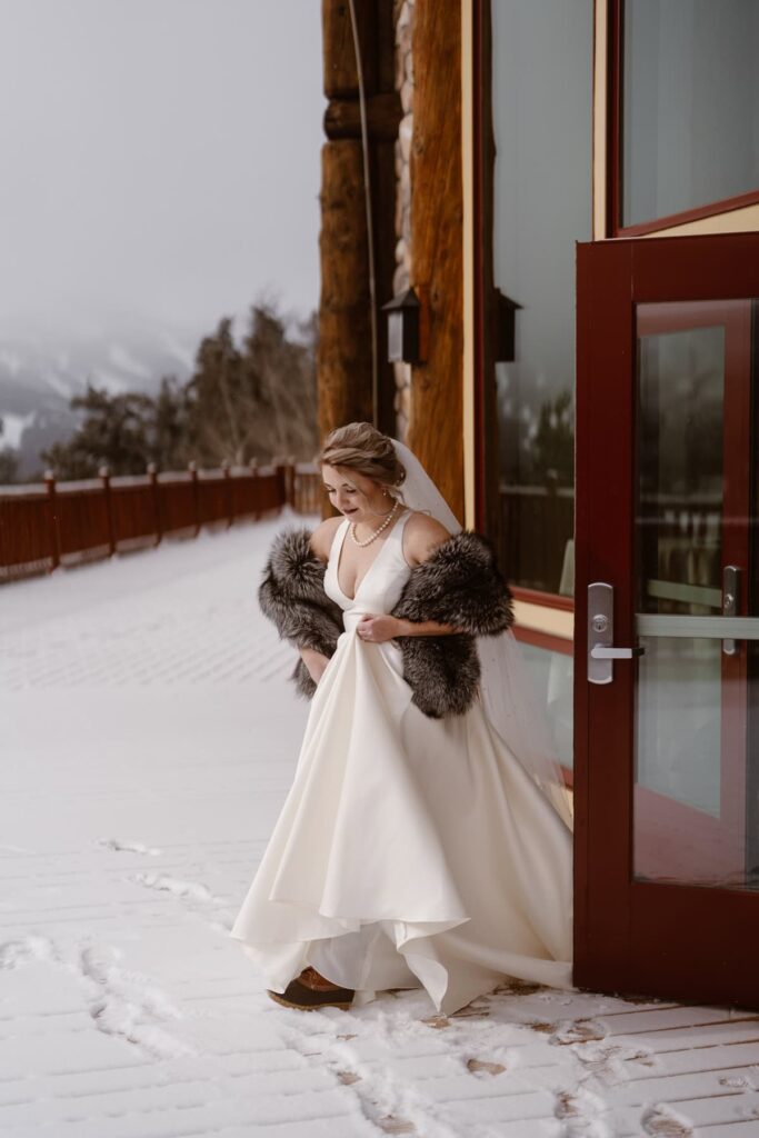 Bride walking to first look