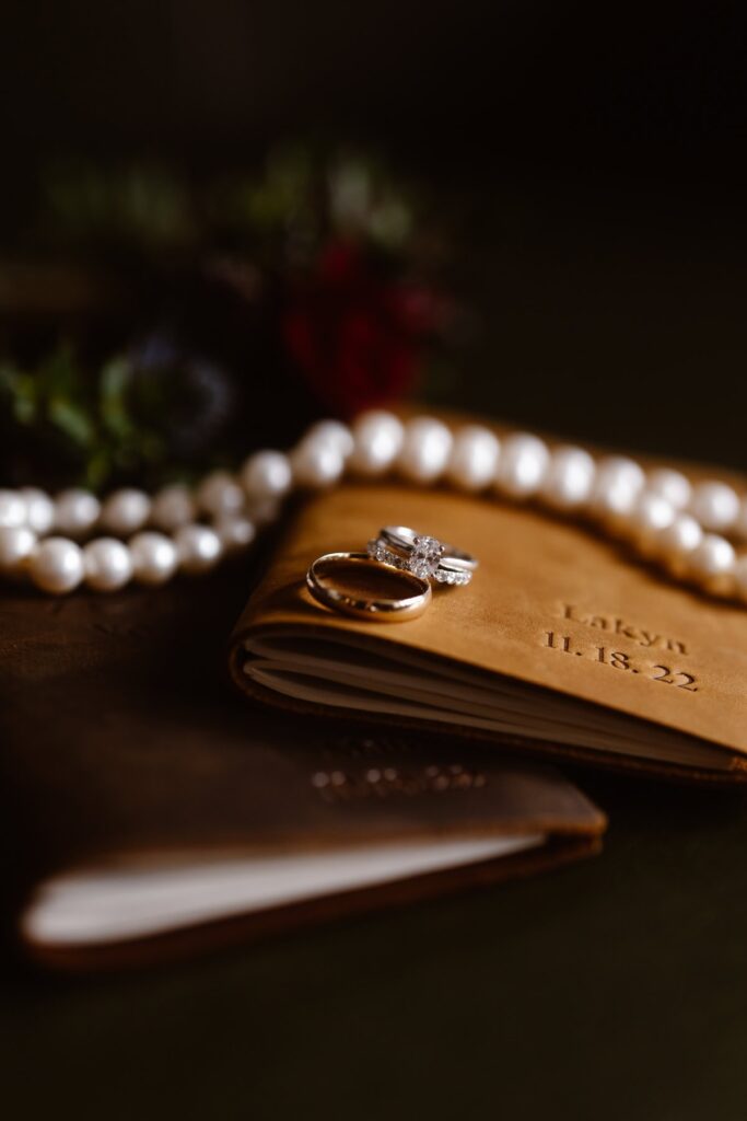 Wedding rings on vow books