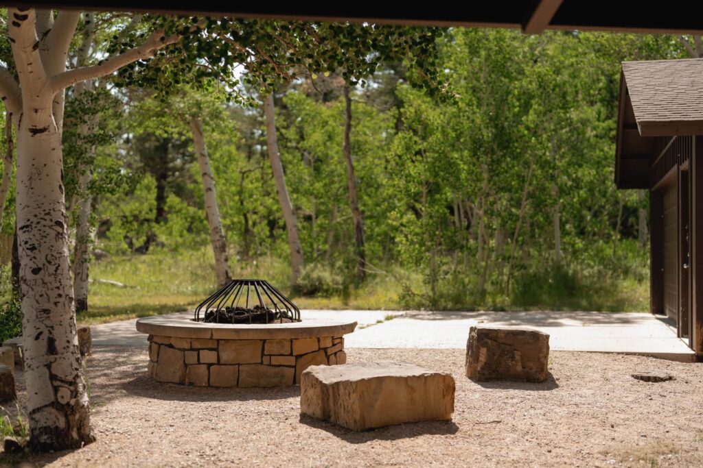 Fire pit at Hermit Park pavilion