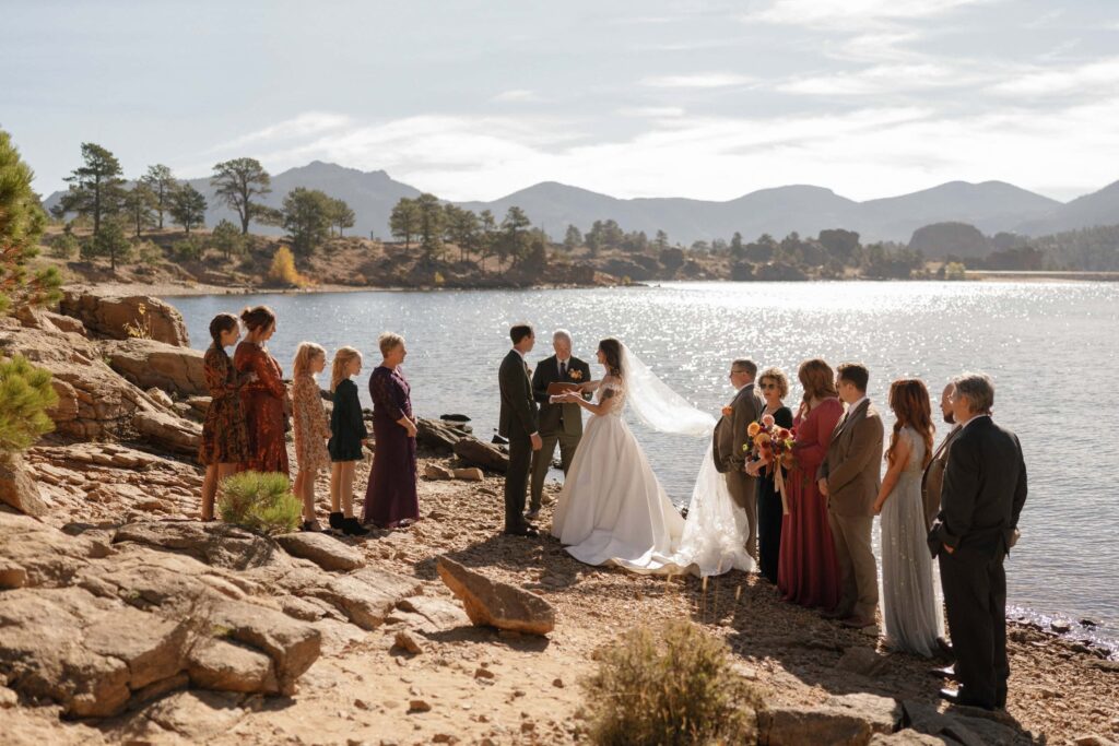 Estes Park wedding ceremony by Mary's Lake