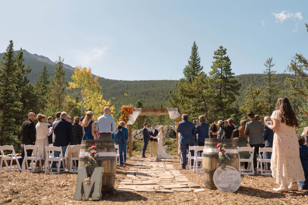 Backyard wedding at Airbnb in Estes Park