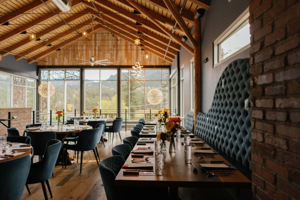 Interior photo of Bird's Nest wedding space in Estes Park