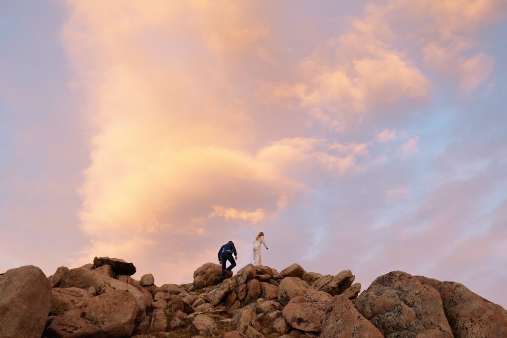 Trail Ridge Road sunset bride and groom photos